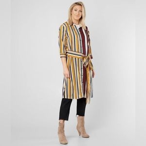 Buckle fate Mustard/Burgundy button down tunic shirt dress with belt‎ Medium